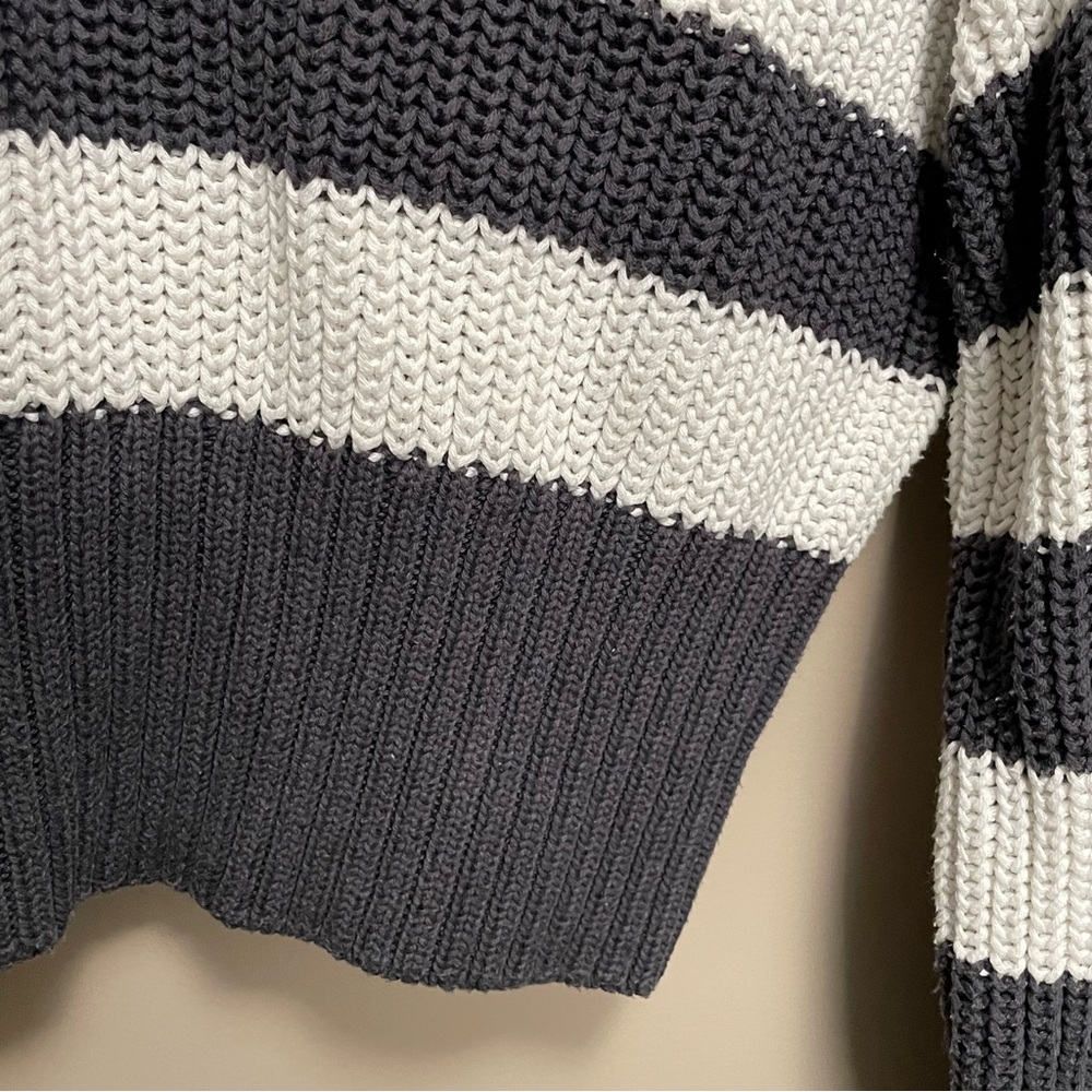 Dynamite Blue & White Striped Knit 1/4 Zip Sweater Women’s Small - Picture 7 of 11